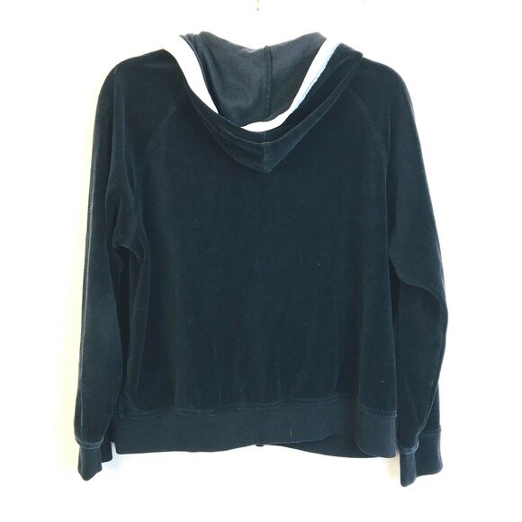 Izod Movement Hoodie Jacket Womens Medium Black Velour Casual Zip Front Classic - Picture 2 of 7